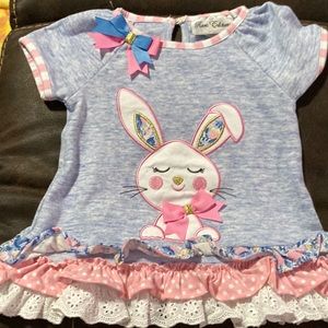 Rare edition from Belk, beautiful rabbit, design, ruffle, bellbottoms outfit